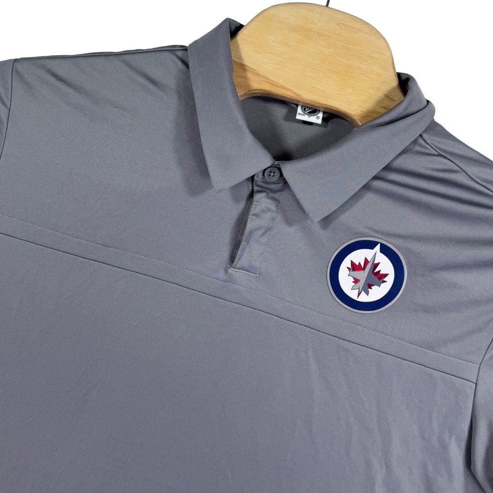 Adidas Polo Shirt NHL Winnipeg Jets Aeroready Performance Mens L Gray Hockey‎